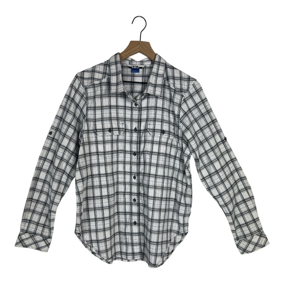 Kavu Size Large Gray/Black Plaid Button Down Shirt EUC - Picture 1 of 11